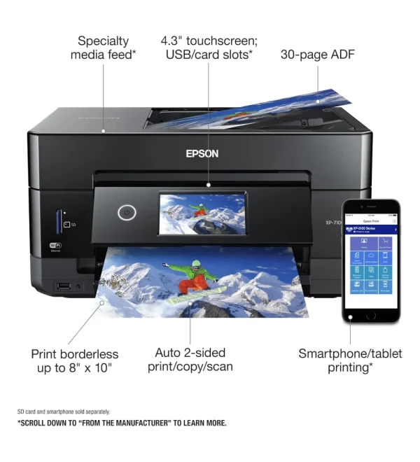 Epson Expression PremiumWireless Color Photo Printer with ADF, Scanner and Copier, Black - Image 2