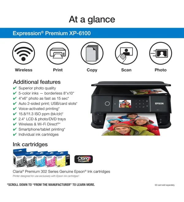 Black, Medium-sized Epson Expression Premium Wireless Colour Photo Printer with Scanner and Copier - Image 3