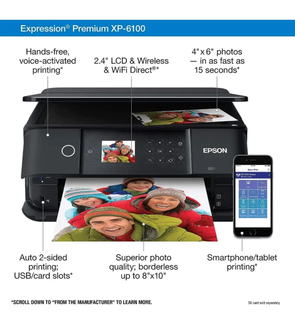 Black, Medium-sized Epson Expression Premium Wireless Colour Photo Printer with Scanner and Copier - Image 2