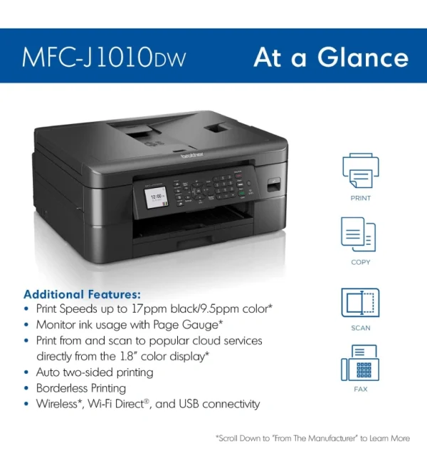 Brother Wireless Color Inkjet All-in-One Printer with Mobile Device and Duplex Printing - Image 3